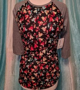 Lularoe Randy baseball tee - small - colorful with gray sleeves - new